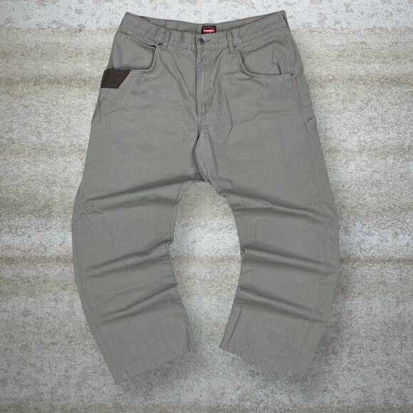 Vintage Wrangler Carpenter Pants Hazel Tan Canvas Baggy Wide Leg Painters 90s - Picture 2 of 5